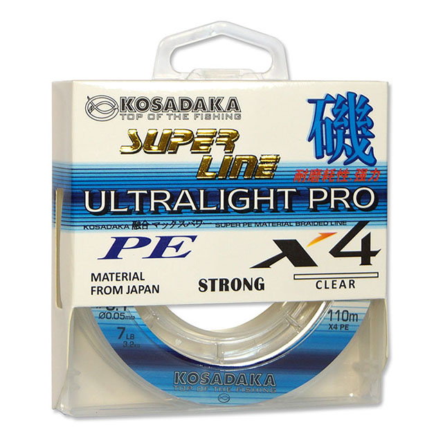 Леска (шнур) KOSADAKA SUPER LINE PE X4 ULTRALIGHT PRO (BSLX4JP-110-CL-008 (110 м 0,08мм)