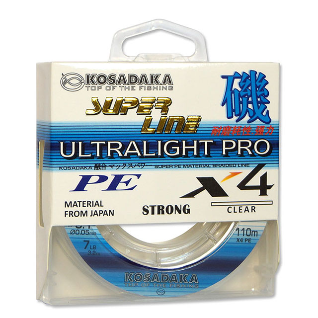 

Леска (шнур) KOSADAKA SUPER LINE PE X4 ULTRALIGHT PRO (BSLX4JP-110-CL-005 (110 м 0,05мм), Прозрачный