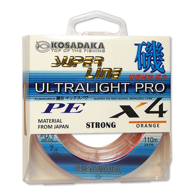 Леска (шнур) KOSADAKA SUPER LINE PE X4 ULTRALIGHT PRO (BSLX4JP-110-OR-005 (110 м 0,05мм)