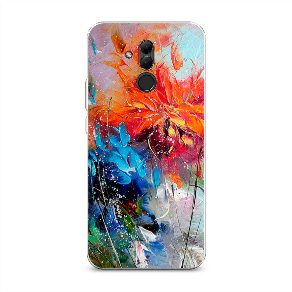 

Чехол на Huawei Mate 20 Lite "Абстрактные цветы", Оранжевый;синий, 66650-4
