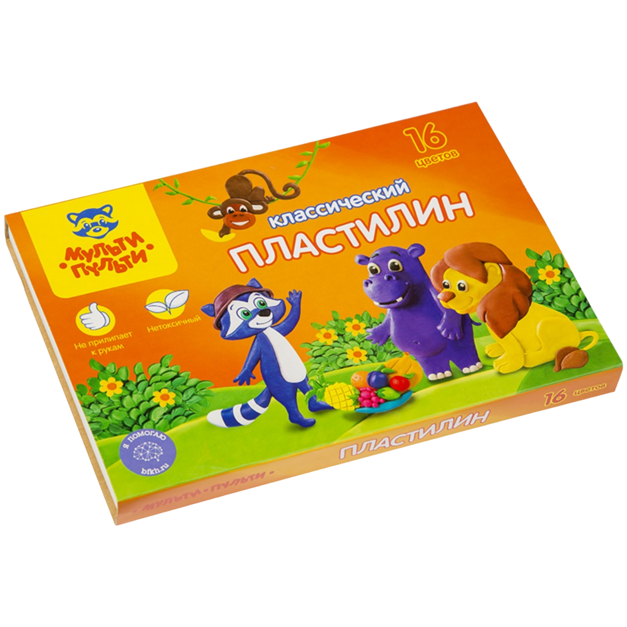 фото Пластилин 16 цветов 320 гр мульти-пульти "приключения енота" со стеком 236484