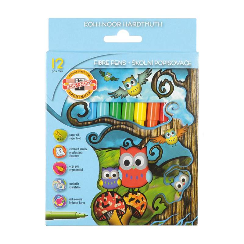 

Набор фломастеров Koh-I-Noor "Owls", арт. 327307, 12 цв х 3 упак.