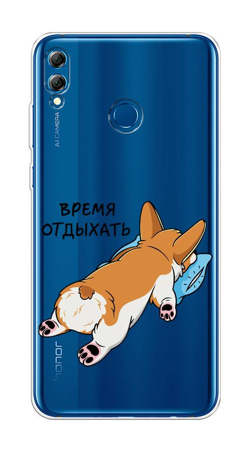 

Чехол на Honor 8X Max "Корги отдыхает", Черный;коричневый;голубой, 66550-1
