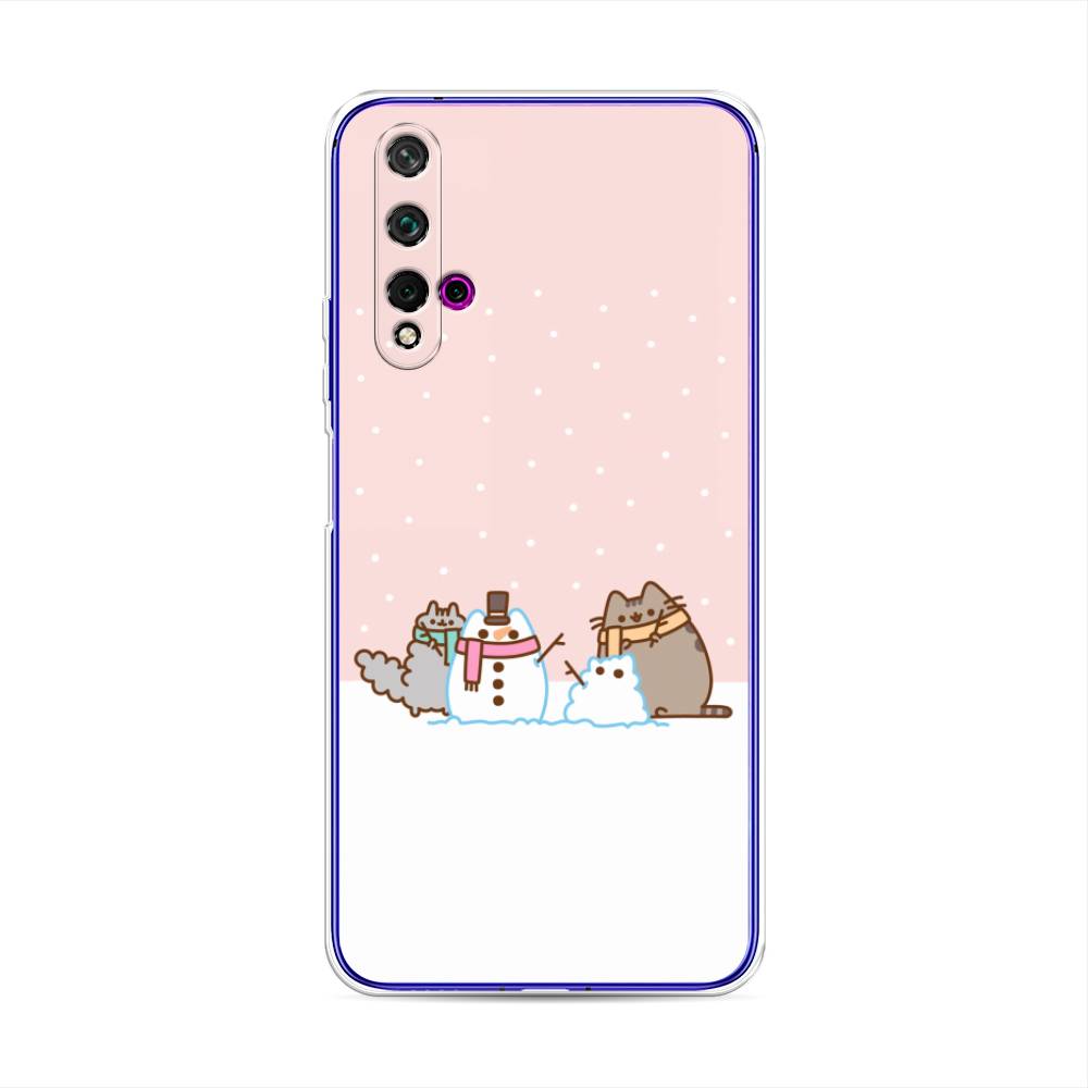 

Чехол для Huawei Nova 5T/Honor 20 "Котики в снегу", Розовый;белый;серый, 610550-5