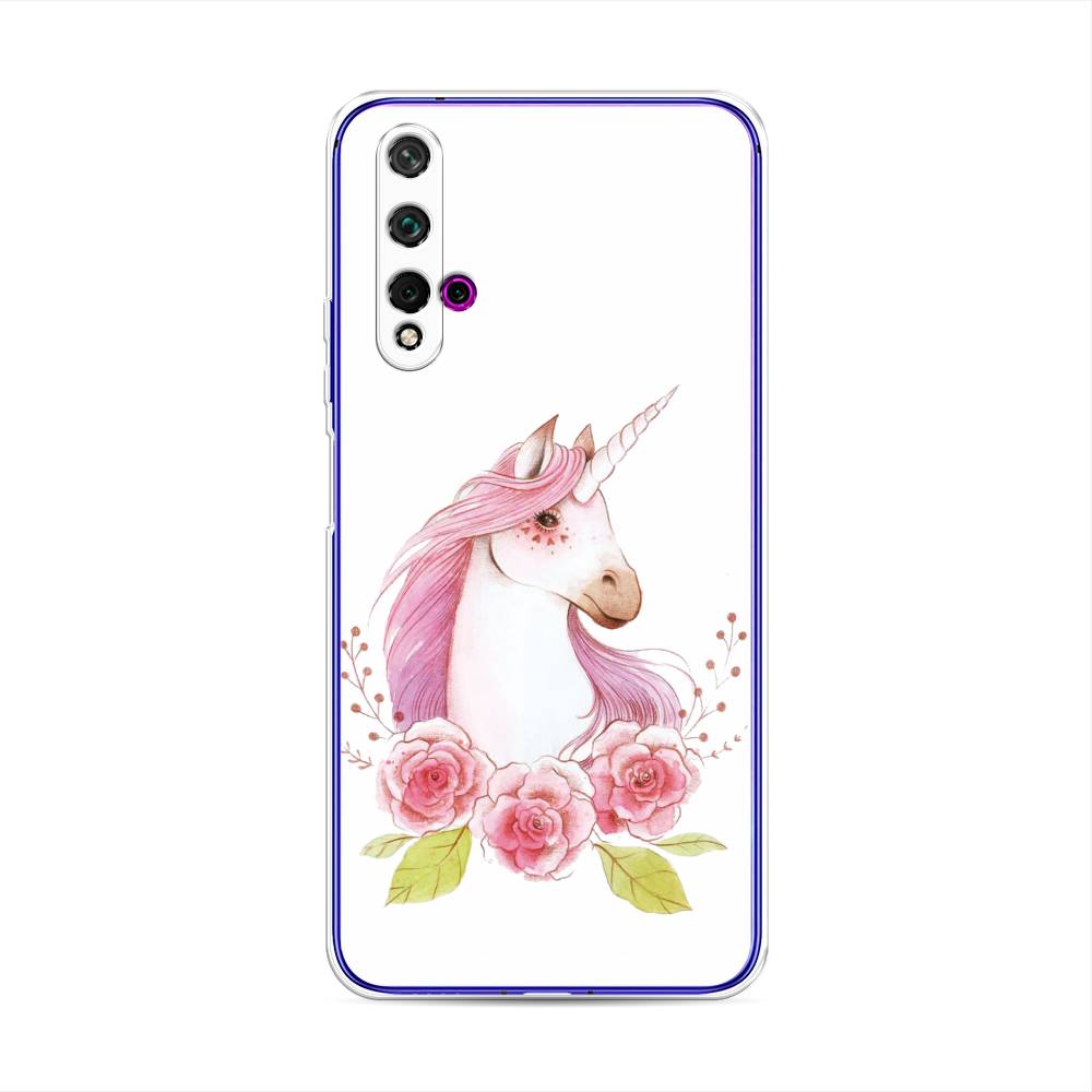 

Чехол для Huawei Nova 5T/Honor 20 "Единорог цветы", Белый;розовый;серый, 610550-1
