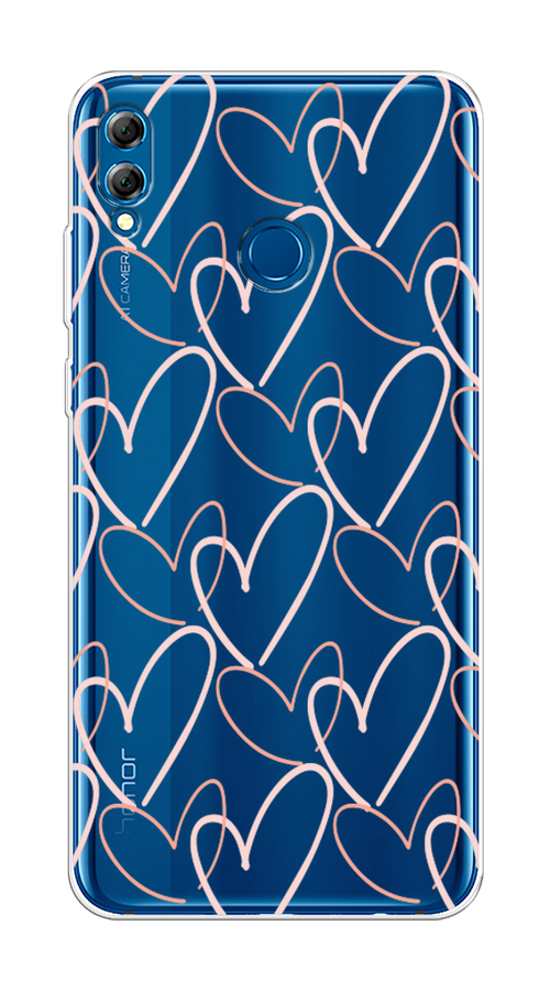 

Чехол на Honor 8X Max "Узор из сердечек", Розовый;бежевый, 66550-6