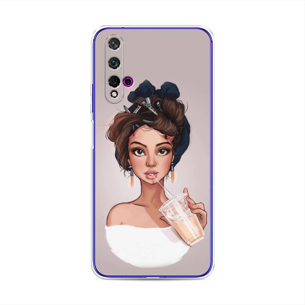 

Чехол для Huawei Nova 5T/Honor 20 "Девушка с фраппе", Серый, 610550-6
