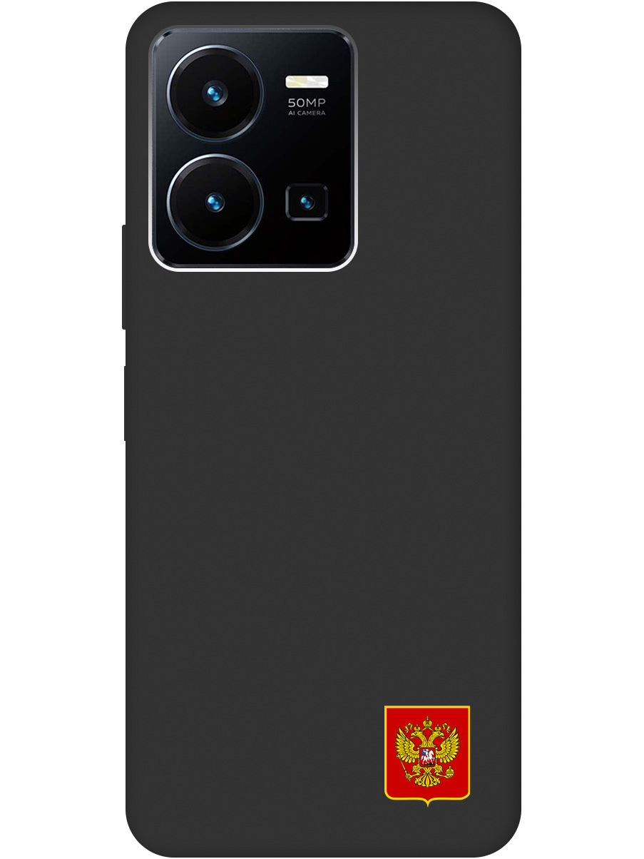 

Силиконовый чехол на Vivo Y35 с Гербом России, Soft Touch черный, 20000612