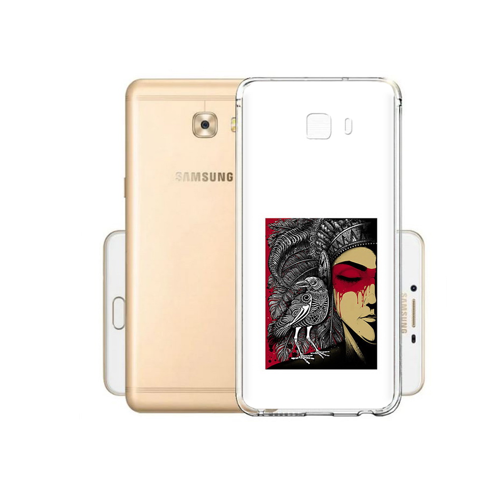 

Чехол MyPads Tocco для Samsung Galaxy C9 Pro девушка с вороном в абстракции, Прозрачный, Tocco