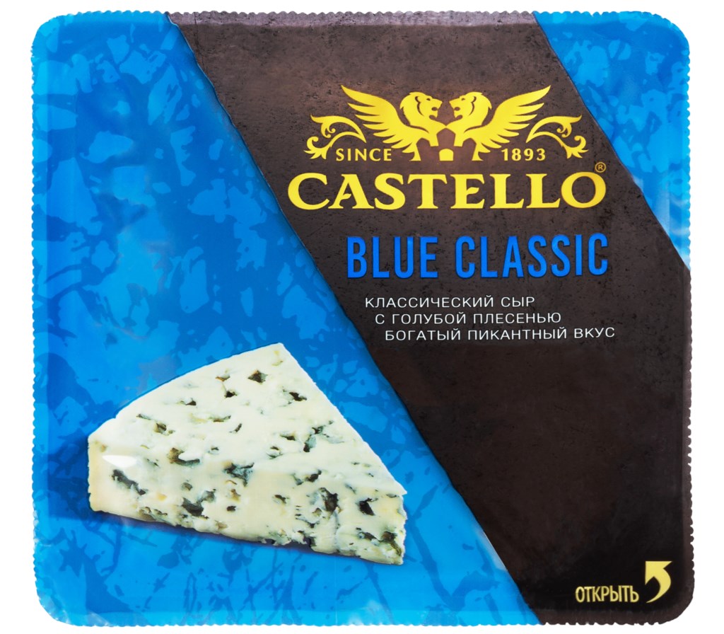 Сыр полутвердый Castello Blue Classic 50% с голубой плесенью БЗМЖ 100 г