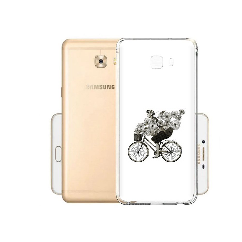 Чехол MyPads Tocco для Samsung Galaxy C9 Pro девушка на велосипеде с цветами