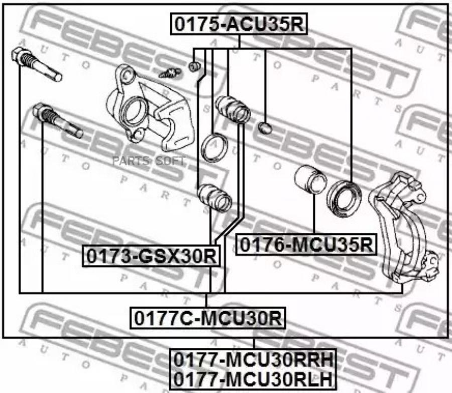 

Скоба Суппорта Lexus Rx300/330/350/ 03-08 Зад. Febest 0177C-MCU30R