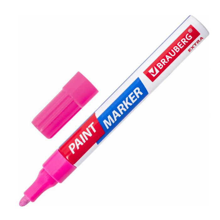 Лаковый маркер-краска BRAUBERG EXTRA paint marker 4 мм, розовый, улучшенная нитрооснова 15