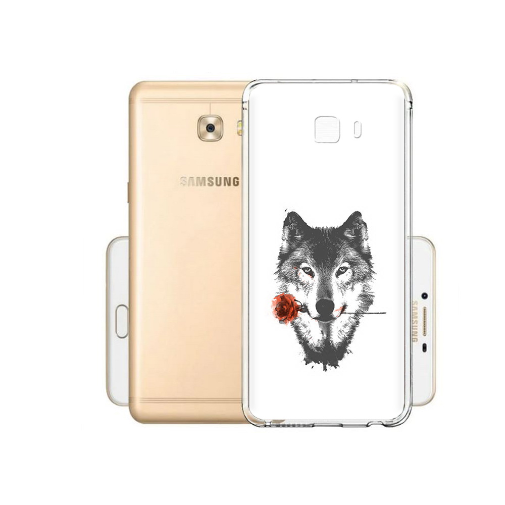

Чехол MyPads Tocco для Samsung Galaxy C9 Pro волк с розой, Прозрачный, Tocco