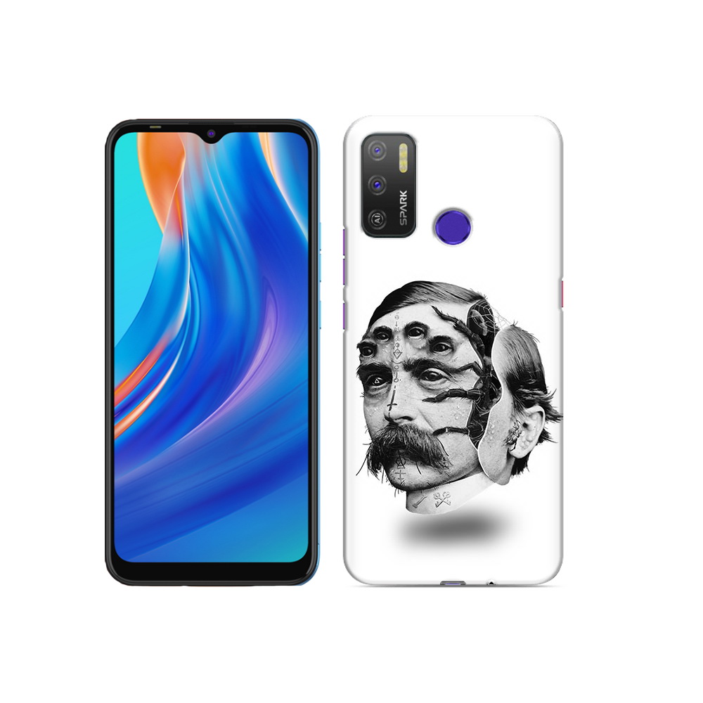

Чехол MyPads Tocco для Tecno Spark 5 Air страшное лицо мужчины, Прозрачный, Tocco