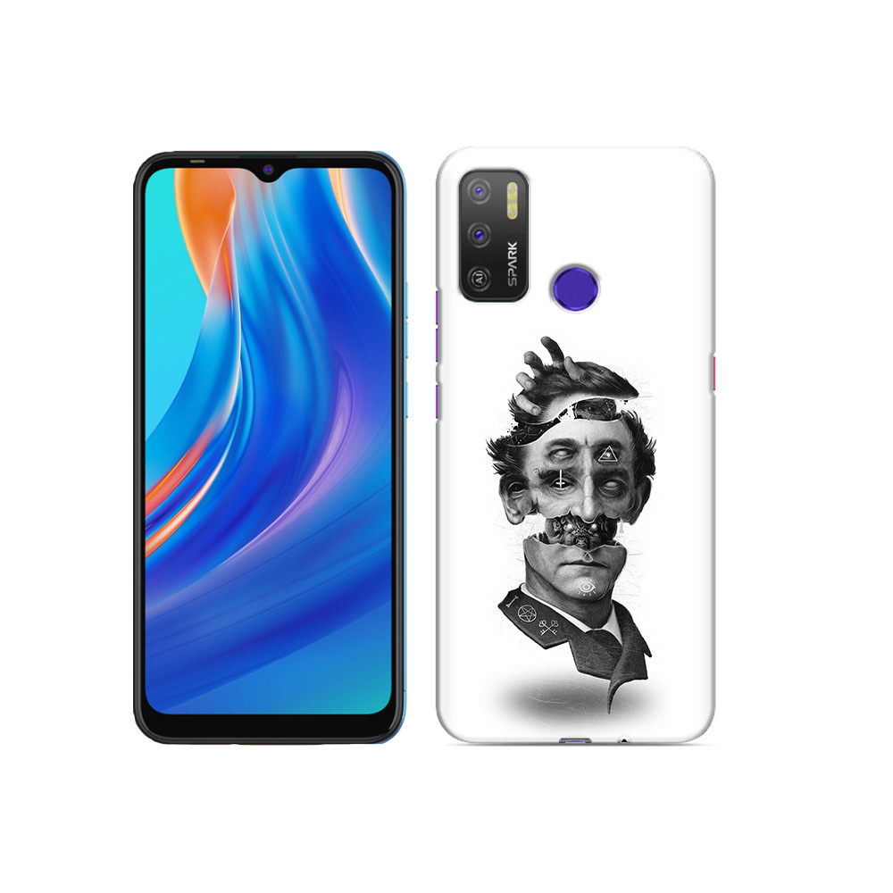 

Чехол MyPads Tocco для Tecno Spark 5 Air страшное лицо абстракция, Прозрачный, Tocco