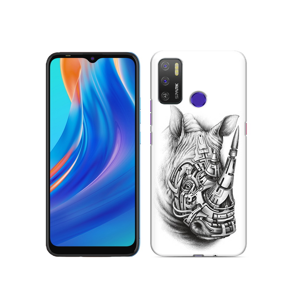 

Чехол MyPads Tocco для Tecno Spark 5 Air стальной носорог, Прозрачный, Tocco