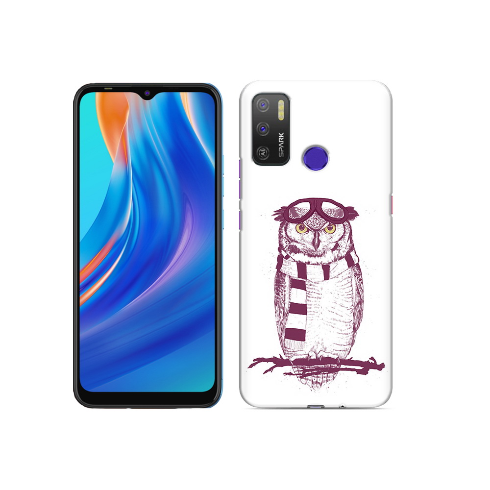 

Чехол MyPads Tocco для Tecno Spark 5 Air сова-летчик, Прозрачный, Tocco