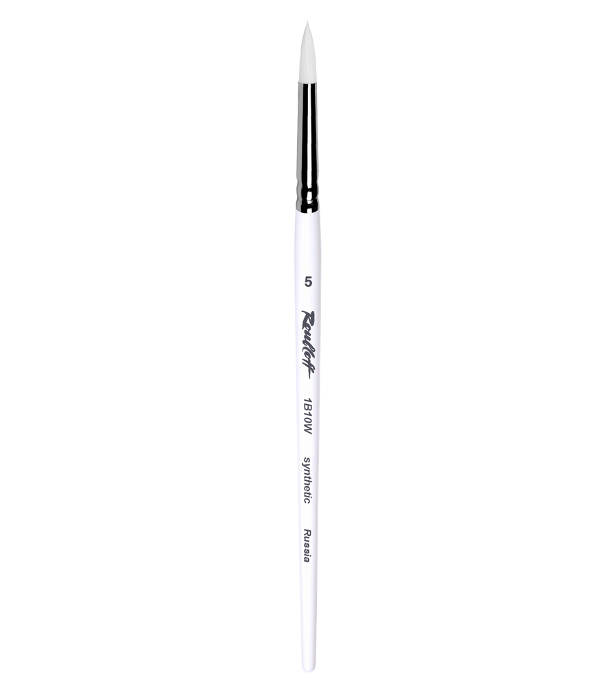 

1B10W - Кисть из белой синтетики №0, круглая, короткая ручка