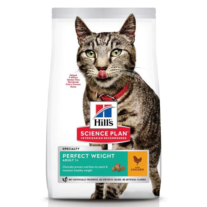 Сухой корм для кошек Hill's Science Plan Perfect Weight, поддержание веса, курица, 1,5кг