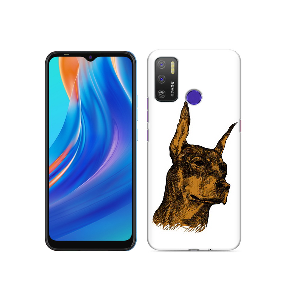 

Чехол MyPads Tocco для Tecno Spark 5 Air скетч доберман, Прозрачный, Tocco