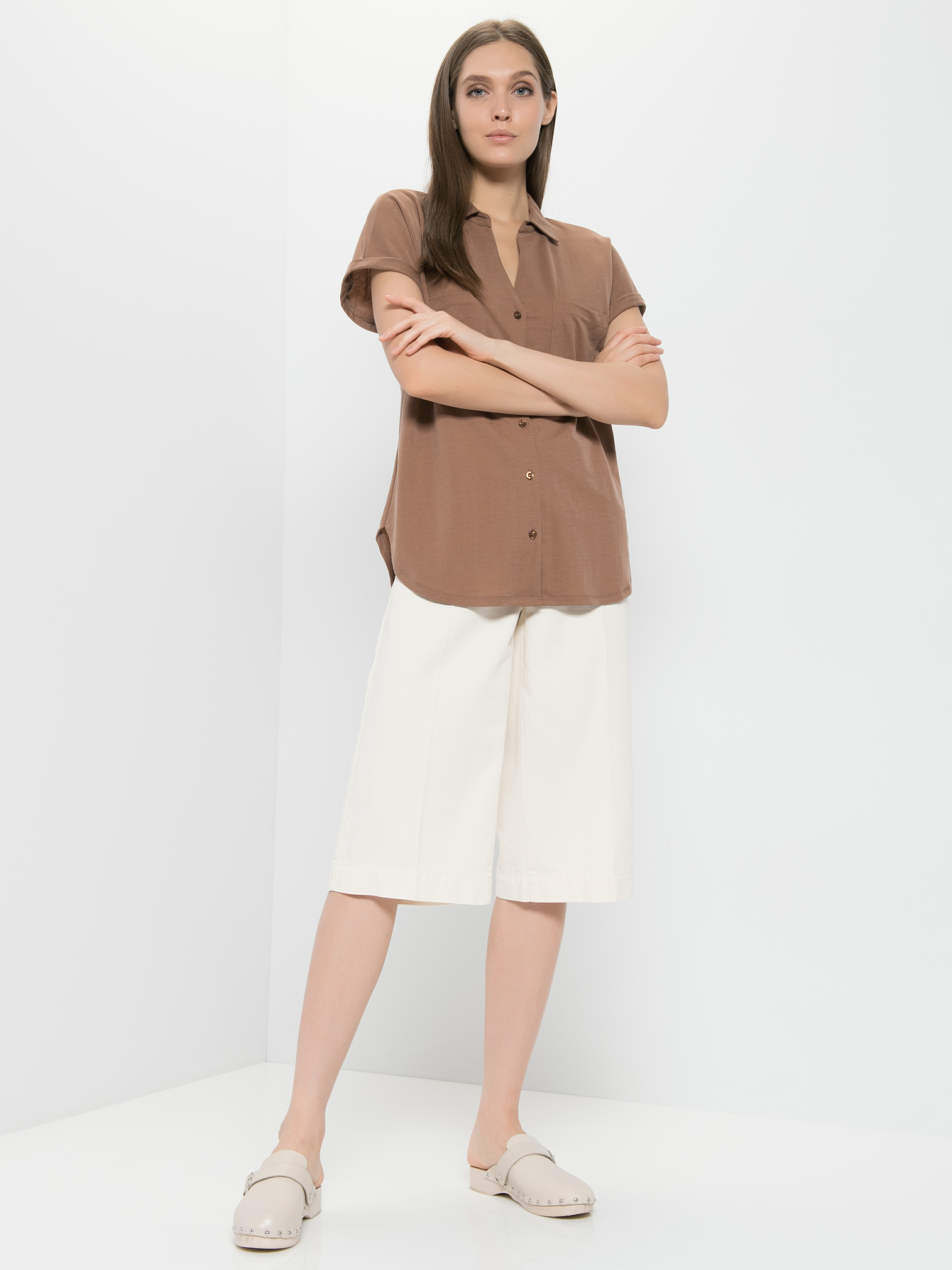 

Рубашка женская Gerry Weber 670114-44010-70486 коричневая 46, 670114-44010-70486
