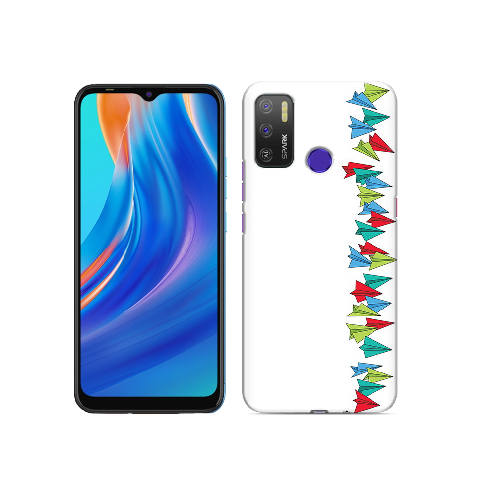 

Чехол MyPads Tocco для Tecno Spark 5 Air самолетики из листочков, Прозрачный, Tocco