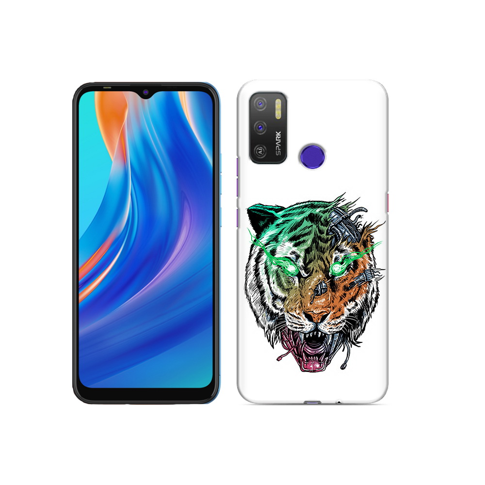 

Чехол MyPads Tocco для Tecno Spark 5 Air робо-тигр, Прозрачный, Tocco