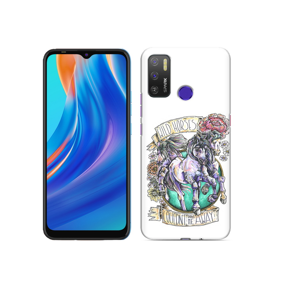 

Чехол MyPads Tocco для Tecno Spark 5 Air рисунок коней в цветах, Прозрачный, Tocco