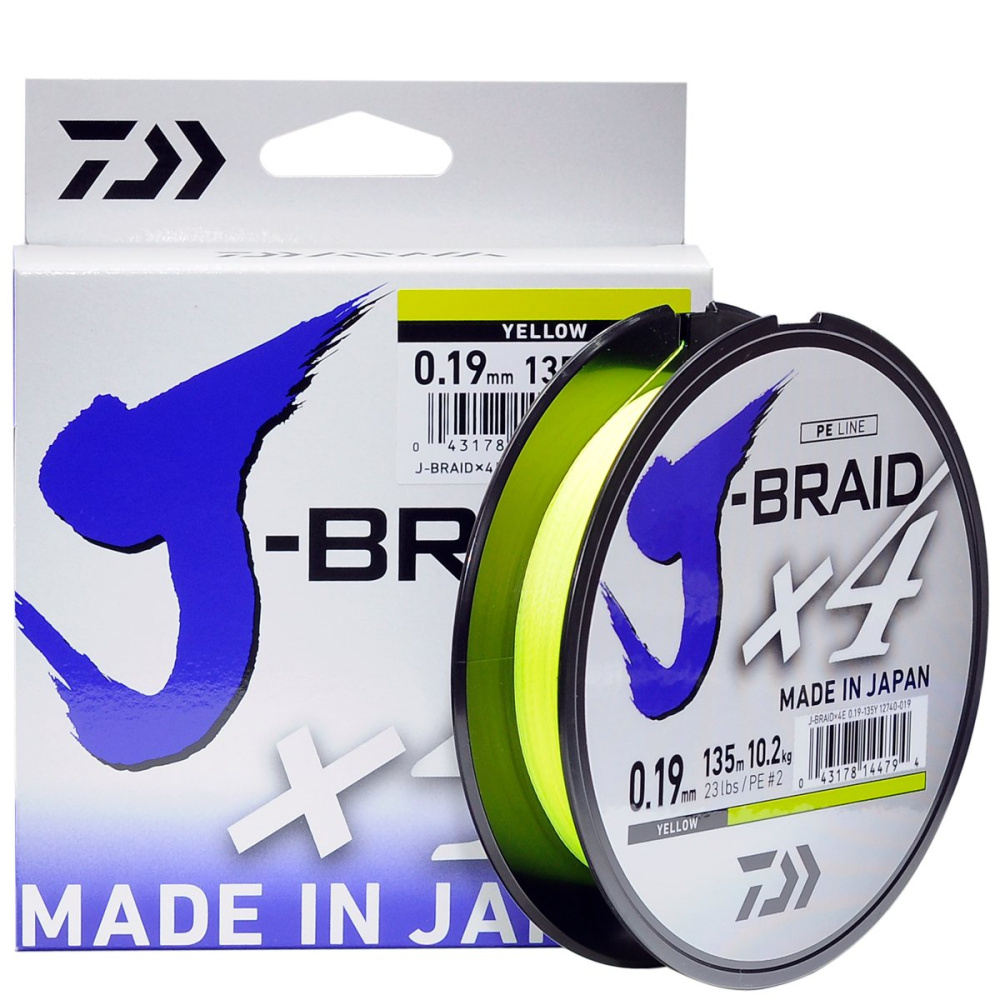 фото Daiwa леска плетеная (шнур) желтая daiwa j-braid x4e (12740-010 (135 м 0,1мм) )