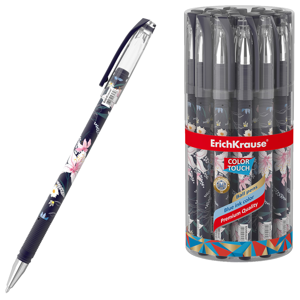 

Ручка шариковая ErichKrause ColorTouch Lily, узел 0.7 мм, грип, чернила синие