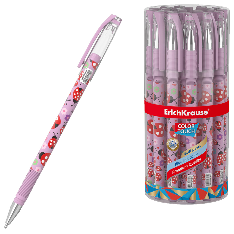 

Ручка шариковая ErichKrause ColorTouch Ladybug, узел 0.7 мм, грип, чернила синие