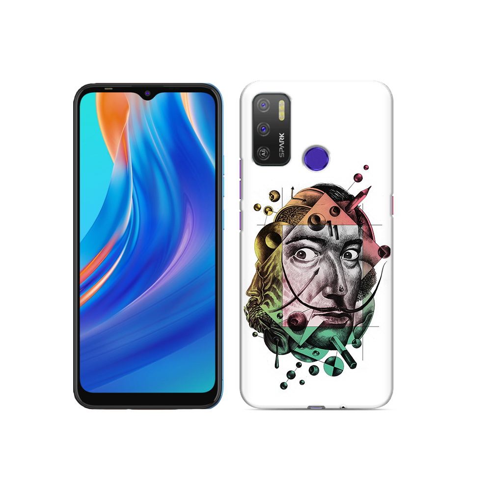 

Чехол MyPads Tocco для Tecno Spark 5 Air разноцветное лицо абстракция, Прозрачный, Tocco