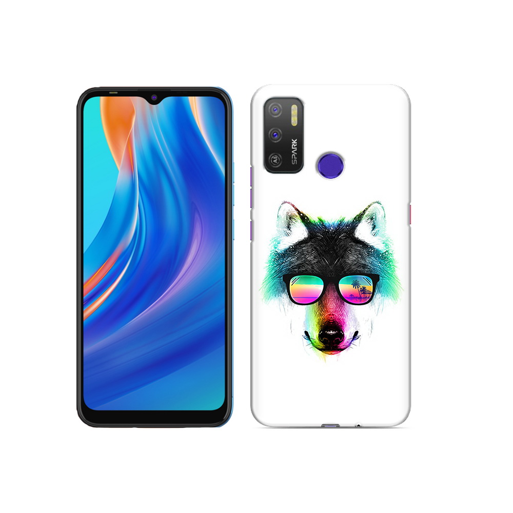 

Чехол MyPads Tocco для Tecno Spark 5 Air радужный волк, Прозрачный, Tocco