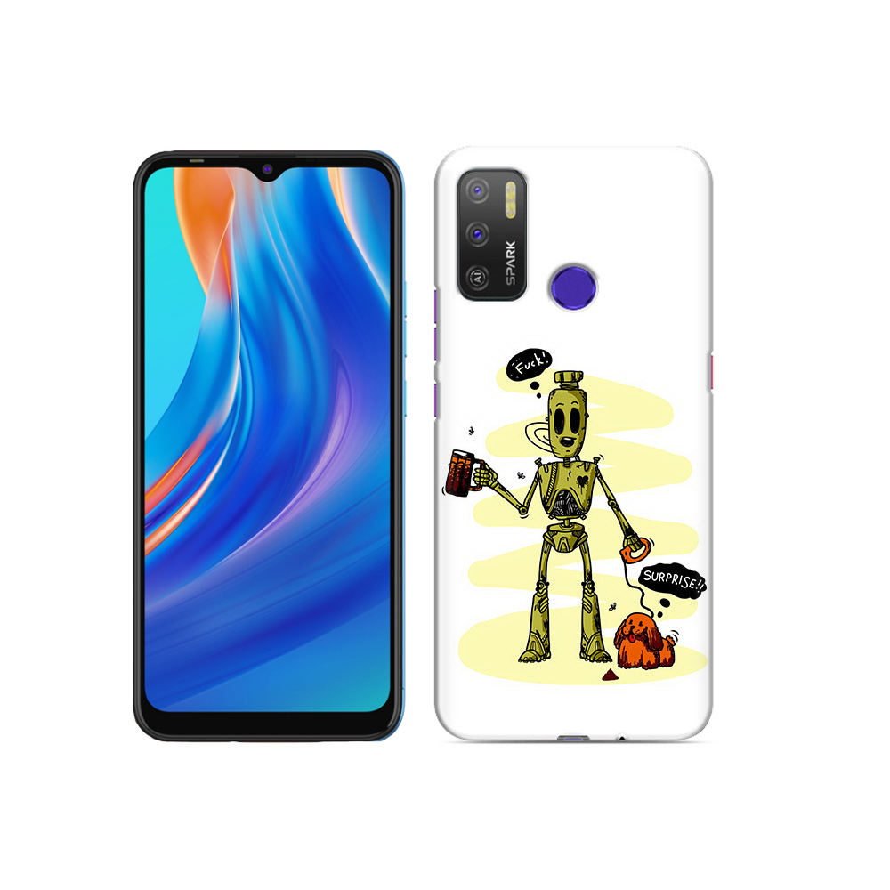 

Чехол MyPads Tocco для Tecno Spark 5 Air прикольный робот, Прозрачный, Tocco