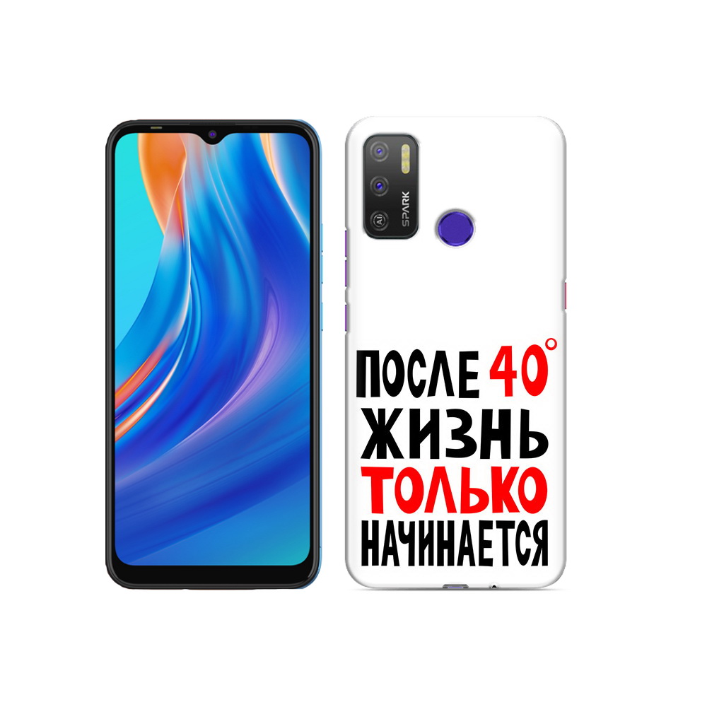 

Чехол MyPads Tocco для Tecno Spark 5 Air после 40 жизнь начинается, Прозрачный, Tocco
