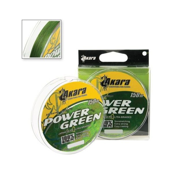 

AKARA Леска плетеная (шнур) AKARA POWER GREEN (APGR-150-012 (150 м 0,12мм) ), Зеленый