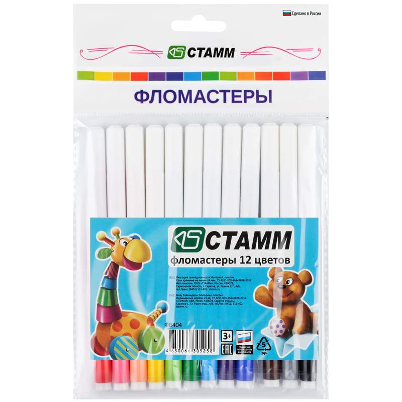 

Набор фломастеров Стамм "Веселые Игрушки", арт. 234166, 12 цв х 5 упак.