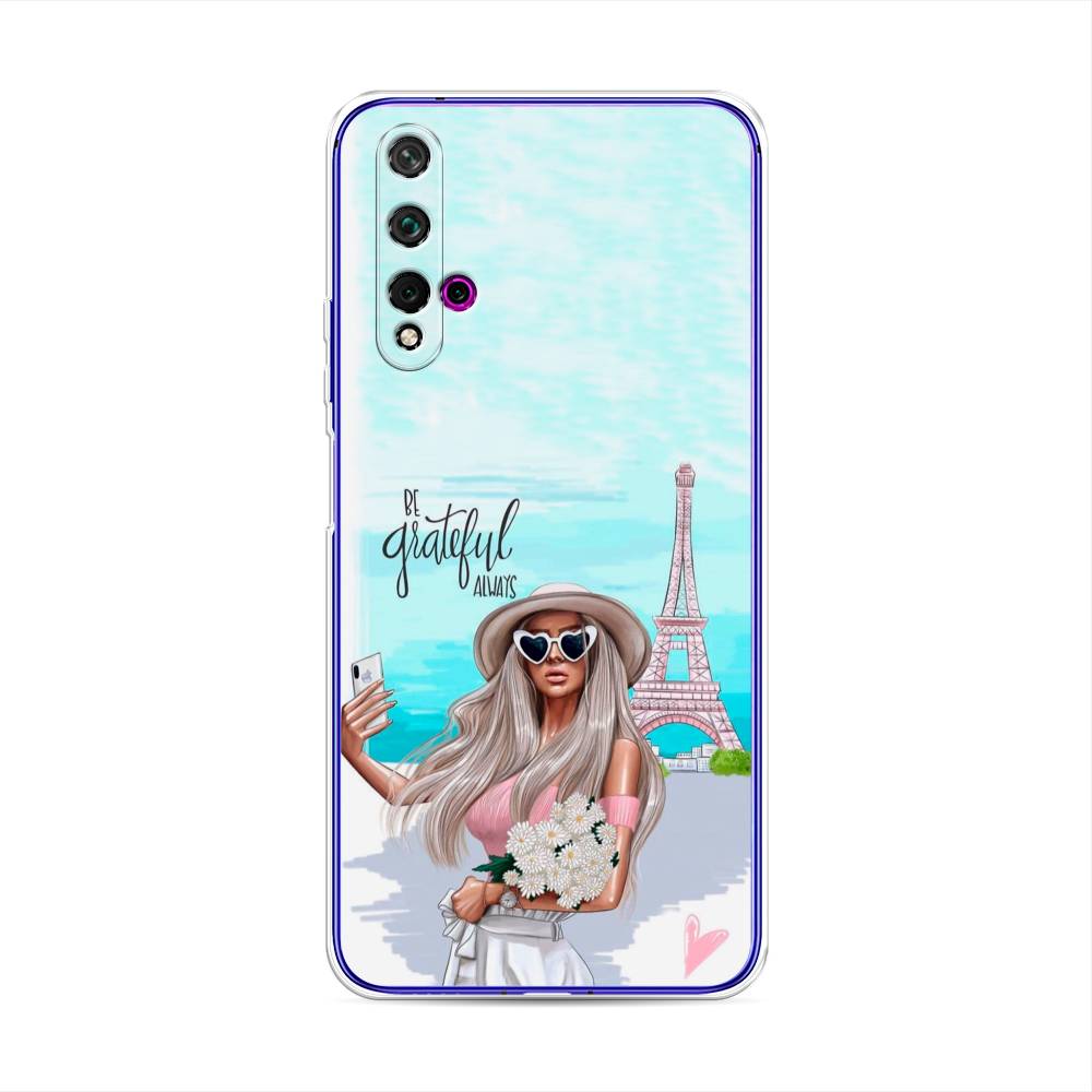 

Чехол для Huawei Nova 5T/Honor 20 "Селфи Париж", Голубой;бежевый, 610550-6