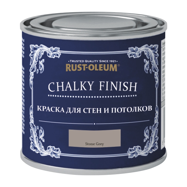 фото Краска для стен и потолка матовая chalky finish, акриловая, 0.125 л, серый камень rust-oleum