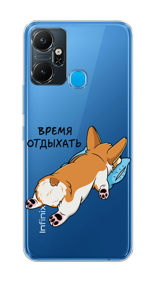 

Чехол на Infinix Smart 6 Plus "Корги отдыхает", Черный;коричневый;голубой, 3102350-1