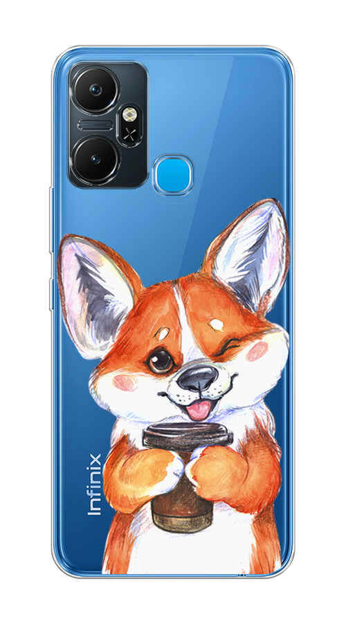 

Чехол на Infinix Smart 6 Plus "Корги с кофе", Оранжевый;белый, 3102350-4