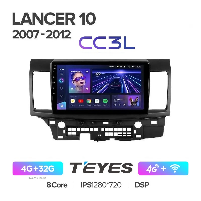 Автомобильная магнитола Teyes CC3L 4/32Гб Mitsubishi Lancer 10 2007-2012 ANDROID