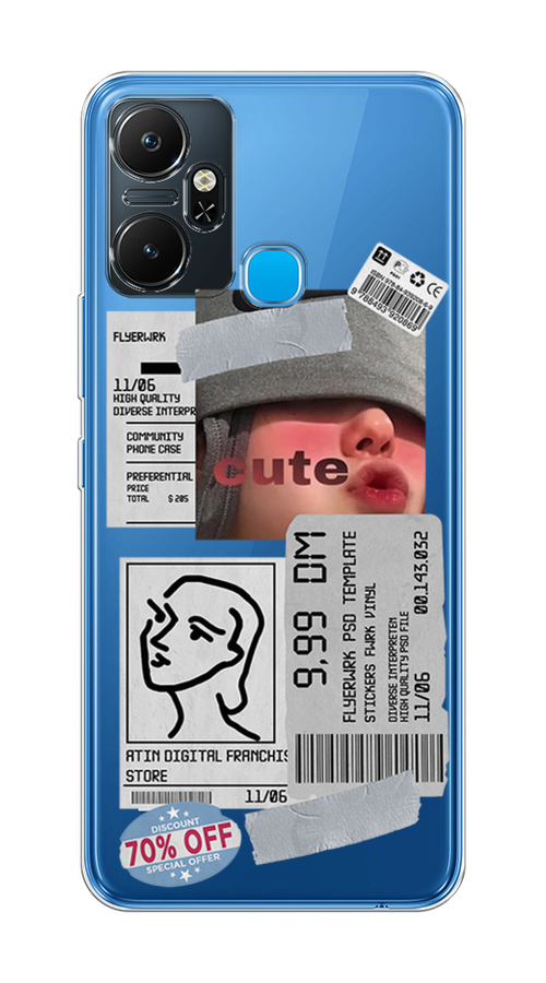 

Чехол на Infinix Smart 6 Plus "Cute girl collage", Розовый;серый;голубой, 3102350-6
