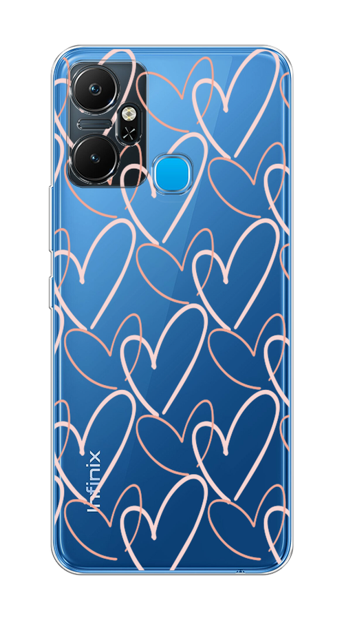 

Чехол на Infinix Smart 6 Plus "Узор из сердечек", Розовый;бежевый, 3102350-6