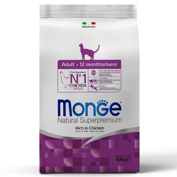 

Сухой корм для кошек Monge Adult, курица, 0,4кг, Adult