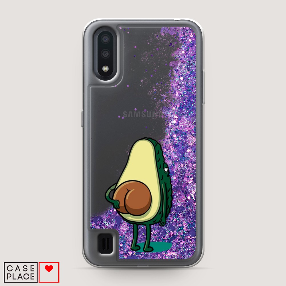 

Жидкий чехол с блестками "Попа авокадо" на Samsung Galaxy A01, 29592-1
