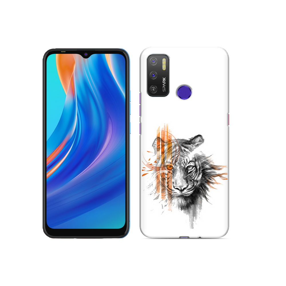

Чехол MyPads Tocco для Tecno Spark 5 Air огненный тигр, Прозрачный, Tocco