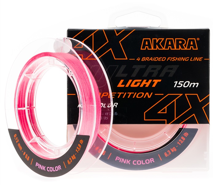 Леска плетеная (шнур) AKARA ULTRA LIGHT COMPETITION PINK (AULCP-150-012 (150 м 0,12мм)