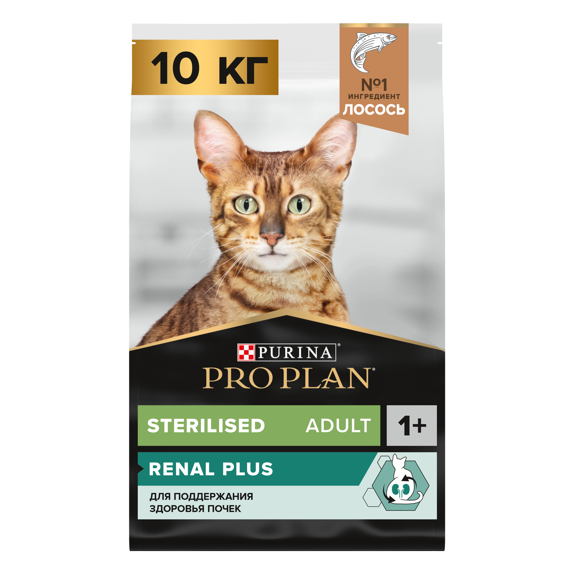 Сухой корм для кошек PRO PLAN для здоровья почек после стерилизации с лососем, 10 кг